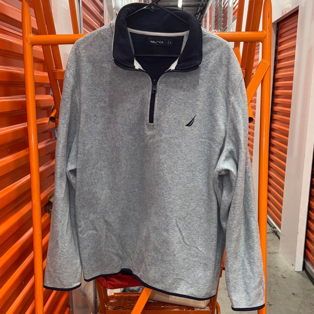 Nautica Men's Heather Gray Zip-Up Sweater